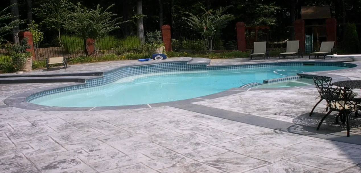 Picture of stamped concrete pool deck in Overland Park, KS